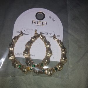 Red Gold and Green Statement Earrings